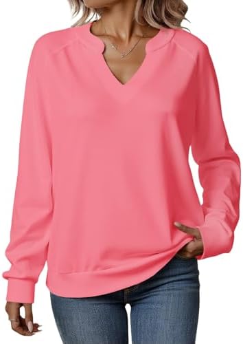 Tankaneo Damen Pullover V-Ausschnitt Sweatshirt Langarmshirt | Langarm,Elegant,Einfarbig,Leicht,Bequeme,Casual,Herbst,Winter,Pulli,Schicker,Women