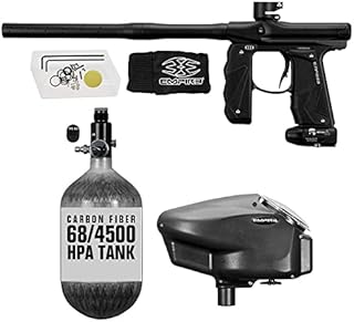 Maddog Empire Mini GS Electronic Full Auto Paintball Gun Marker w/ 68/4500 Carbon Fiber HPA Paintball Tank & Empire Halo Too Electronic Paintball Loader Starter Package - Dust Black