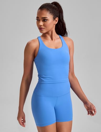 Image of HeyNuts Longline Zeal Bras Medium Impact Wirefree Sports Bras Workout Crop Tank Tops with Removable Pads, A-D Cups