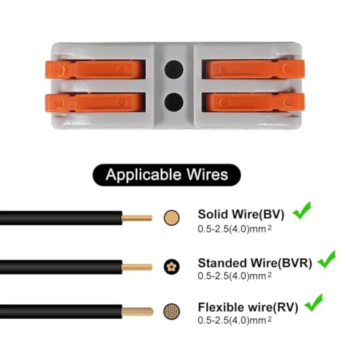 Conector de cableado de palanca profesional: kit de empalmes de 2, 3 y 5 puertos con 55 piezas 5