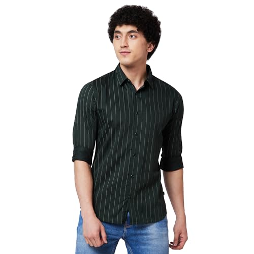 Image of Spykar Men's Regular Fit N /A Full Sleeve Striped Casual Shirts