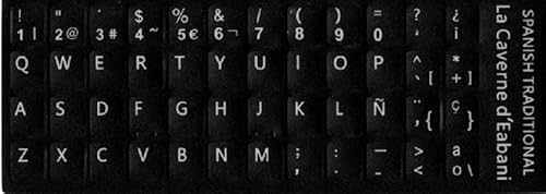 CUAC REVOLUTION Pegatina Real Sticker para Teclado ESPAÑOL Impresa EN Vinilo Negro Cover