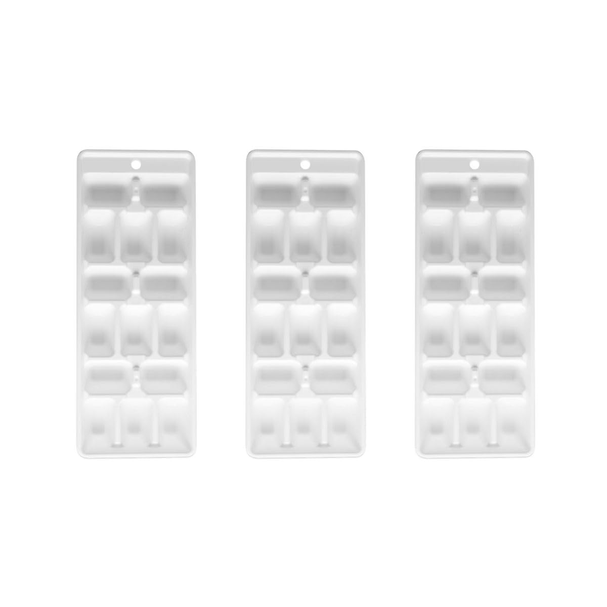 Fackelmann 199910150 Lot de 3 bacs pour 15 glaçons en plastique, 3 bacs à glaçons 15 empreintes, bac à glaçons, moule à glaçons, Plastique, Blanc, 25,​3 x 10 cm