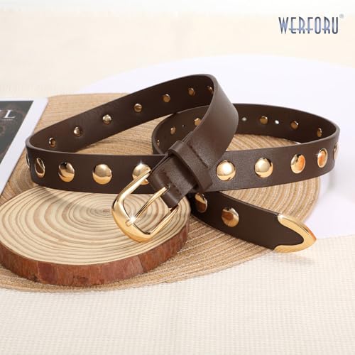 WERFORU Women Studded Leather Belt