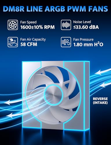 Image of darkFlash 3-Pack 120mm PC Case Fans, PWM ARGB Sync, Addressable RGB Cooling Fans for Computer Case & High Airflow Reverse(DM8R LINE, White)
