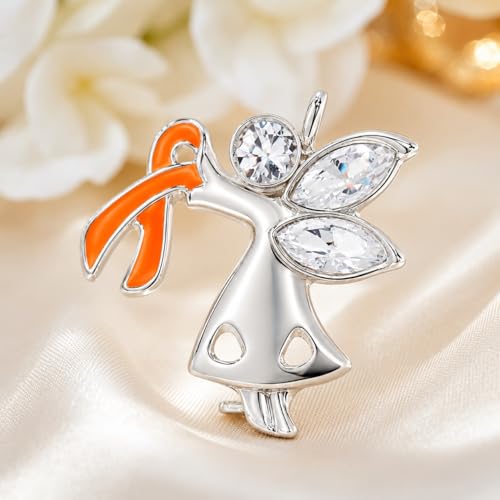 Image of 1 /2 /5 /10 /25 /50pcs Orange Ribbon Awareness Pins for Kidney Cancer, Leukemia, Multiple Sclerosis, Hunger, Gun Violence /Mass Shooting Awareness - Perfect for Support Groups, Gift-Giving, and Fundraisers