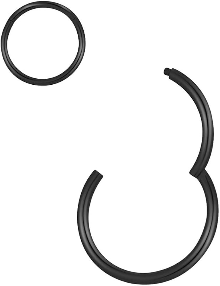 IEFSHINY Nose Rings Hoop, 316L Surgical Steel Hinged Nose Rings Hoop 20G 18G 16G 14G Body Piercing Jewelry Septum Clicker Helix Cartilage Hoop 5mm-14mm Diameter, Gold, Rose Gold, Silver, Black