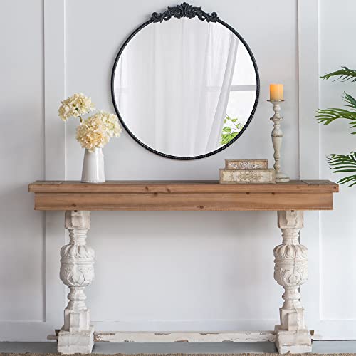 A&B Home Circle Mirror, 30"X32" Wall Mounted Mirrors With Round Black Metal Frame For Bathroom Bedroom Living Room Entryway #TOP5