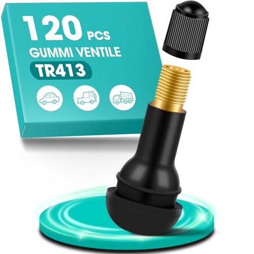 120 Stück TR413 Gummi Ventile, Universal Autoventil, Snap-In Gummiventile, Reifenventil, Autoreifen Ventil, Gummiventil Reifen für Motorräder, Meist Auto