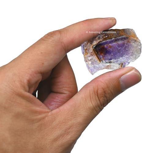 Image of Amazing Gemstone Amethyst Chevron Raw Crystals and Healing Stones, Natural Rocks for Tumbling - DIY Raw Stones and Crystals, 2 Pieces