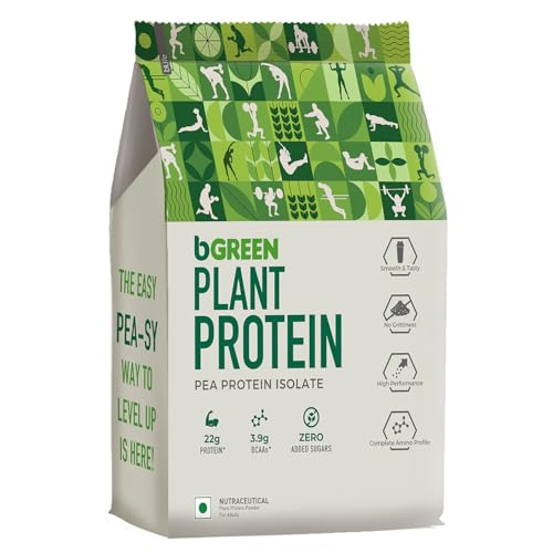 Image of bGREEN Plant Protein Powder, Chocolate (1kg, 28 Servings) | Pea Protein Isolate | 22.32g Protein Per Scoop