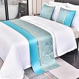 Taqargzy Embroidered Bed Runner，Soft No Fading Blanket ，Decorative Bed Runner，Luxury Bed Runner， Breathable Bed Runner，Bed Scarf，Bed Runner for Guest Room，for Home Hotel Guesthouse(A,50 * 160cm)