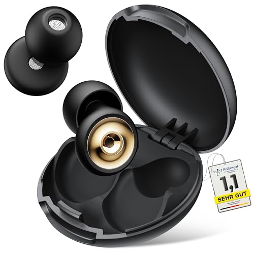 Aoiiena Pro-Confort Bouchons d'Oreille-avec Filtre Métallique Avancé, 46dB Réduction du Bruit, Matériau Doux Nano-Silicone, 4 Tailles (XS-L) pour Sommeil, Motos, Concerts & Travail