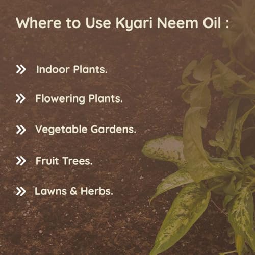 Image of Kyari Neem Oil for Plants 500 ml - Cold-Pressed Organic Neem Oil Spray Concentrate, Natural Pesticide for Plants - Plant Protection Spray for Insects & Mites - 100% Natural