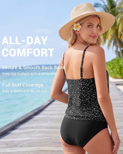 Image of Yonique Blouson Two Piece Tankini Swimsuits for Women Modest