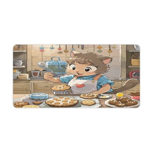 Cat Biscuits Desk Mat Non-Slip Large Mouse Pad