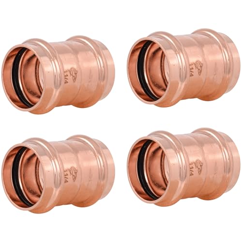 Image of SharkBite 1-1 /4 Inch Coupling, Copper Press Plumbing Fitting, Pack of 4, UPR0135X4