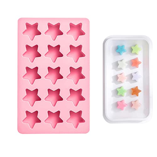 Cute Ice Cube Trays Silicone Chocolate Mold Wax Melt Molds Easy Release Ice Trays Non-Stick Chocolate Soap Pudding Jello Ice Cube Tray(Star)