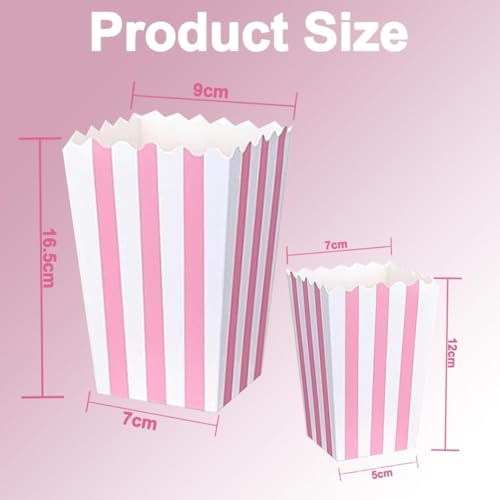 Image of Popcorn Boxes for Party (40pk) Paper Popcorn Buckets pink and White Popcorn Bags for Popcorn Machine, Movie Theater Decor Popcorn Container, Carnival Circus Party Popcorn Bowl (40 Boxes large)