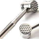 Dual-Sided 2-in-1 Stainless Steel Meat Tenderizer Tool, Meat Mallet Hammer