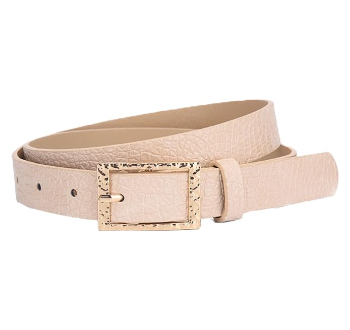 Vintage Embossed Leather Belt, Alloy Pin Buckle, Women's Belt for Jeans and Dresses