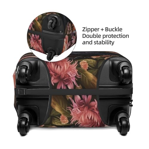 Travel Luggage Covers,Small Elegant Raven Surrounded By Flowers Thicker Elastic Suitcase Cover Dustproof Baggage Cover Scratch-Resistant Suitcase Cover Protector Fit 22-24 Inch Luggage Medium2