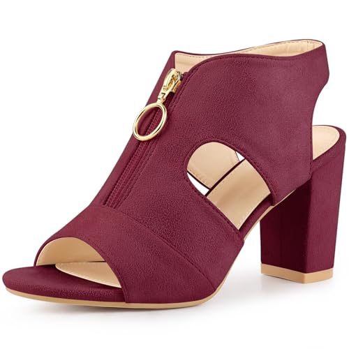 Sandales à talons épais Allegra K avec fermeture éclair avant pour femme