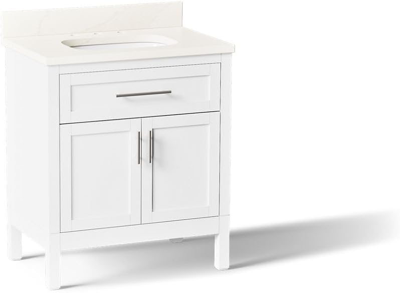 Kohler 39604-ASB-0 Hadron™ 30" Bathroom Vanity Cabinet with Sink and Quartz top, White