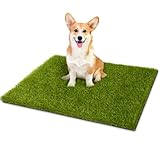 CooRug Artificial Grass, 30 x 17 Inches Fake Grass for Puppies & Cats, Washable Dog Grass Pee Pads with Drainage Holes for Pet Rest Area Outdoor Indoor Door Mat Decoration