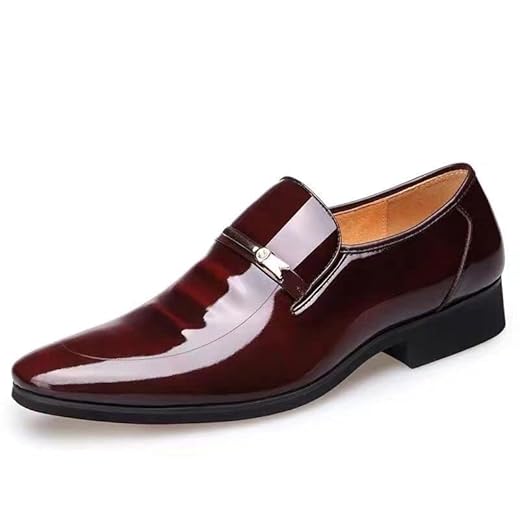 Sapato social masculino de smoking, formal, clássico, couro envernizado, Oxford, negócios, casamento, Derby, para homens, bico fino, preto, vinho, Borgonha, 39