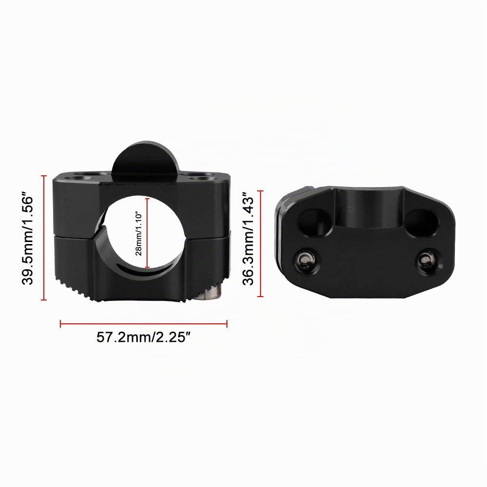 CYSKY Risers de guidon de moto 1 1/8 pouce 28mm Universal Handle Bars Mount Clamp Fit pour la plupart des motos, Dirt Bike, VTT （Noir）