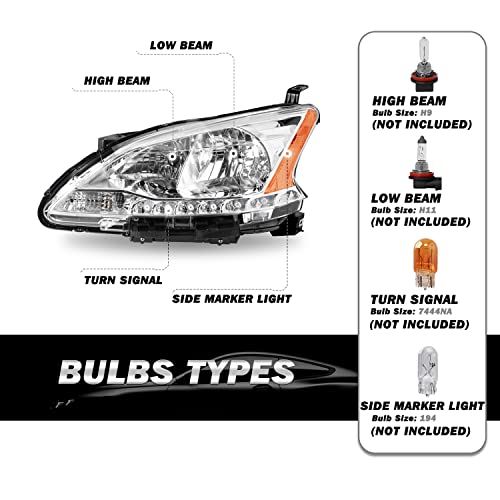 Sockir Headlight Assembly Fit For 2013-2015 Nissan Sentra Oe Style Headlamp Replacement Left Driver Side #TOP1