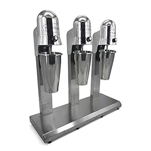 540W Commercial Milk Shaker,Stainless Steel Milk Shaking Machine with Cup, 3 Head Drink Mixer for Home and Milk Tea Shop,18000RMP,110V (m)