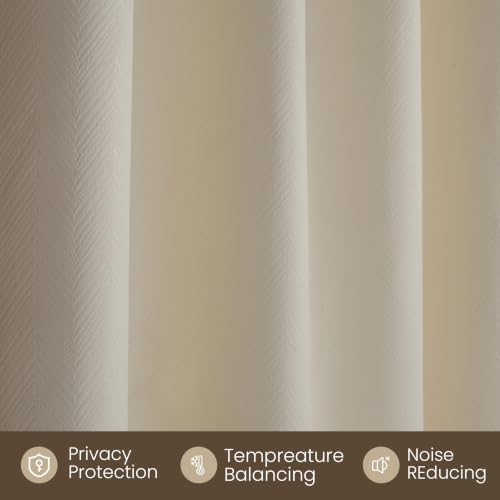 Image of FRESH FROM LOOM 6 ft | Non-Ring Curtains | 100% Blackout | Premium | Non-Ring Curtains | S-Wave Pleat | Parda | Light Block Blackout Parde | (Cream | 6 Feet Long, Set of 2)