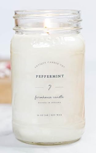 Antique Candle Co. 16 OZ CANDLE ® Peppermint 16 Ounce Soy Wax Candle, 80 Hour Burn Time, Cotton Wick, Mason Jar Candle  thumb #2