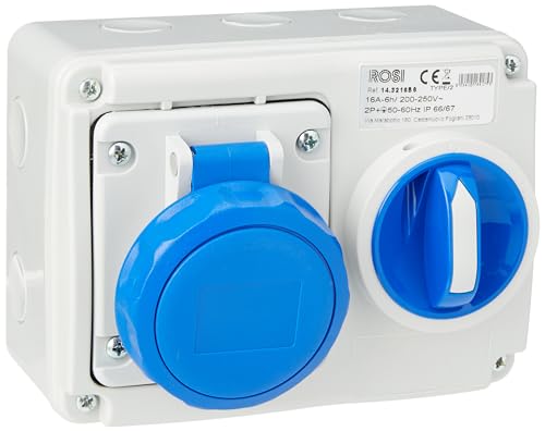 ROSI Presa interbloccata, Grigio/Blu, 16a 2p+t ip67