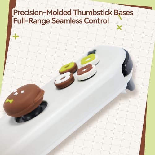 Image of GeekShare Cross D-Pad Button Caps Thumb Grip Caps Set Compatible with Switch /OLED, ABXY Key Buttons Sticker Cover Caps for Switch, Kuma Donut