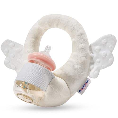 Image of GREATALE Baby Bottle Holder, Feeding Pillow for Newborns, Hands Free Bottle Holder for Baby, Portable Nursing Support Cushion, Infant Bottle Propper with Adjustable Waist Strap (Cream)