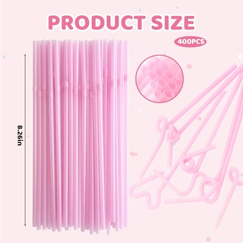 Pitillos rosados flexibles pack 400 unidades miniatura 2
