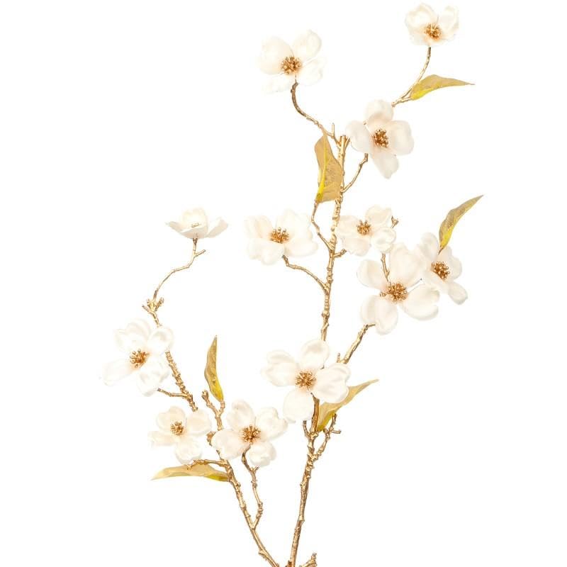 Branches dorées fleurs artificielles crème lot de 12 DRW pour vase haut