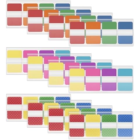 KICNIC Sticky Index Tabs 960 Pcs, 1 inch Divider Tabs Stick On, Page Marker Bookmark, Write Tab Flags Self Adhesive, 12 Dispensers, 20 Pcs/Color Cover