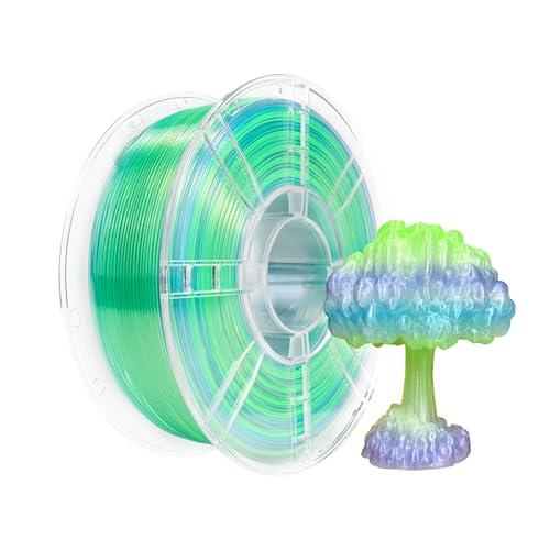Image of iBOSS Gradient PLA Plus 3D Printer Filament 1.75mm + /-0.02mm, 1kg Spool (2 2lbs) Transparent Tri Color 3D Printing Filament, PLA Pro 3D Filament, Fit Most FDM Printer(Transparent Purple Blue Green)