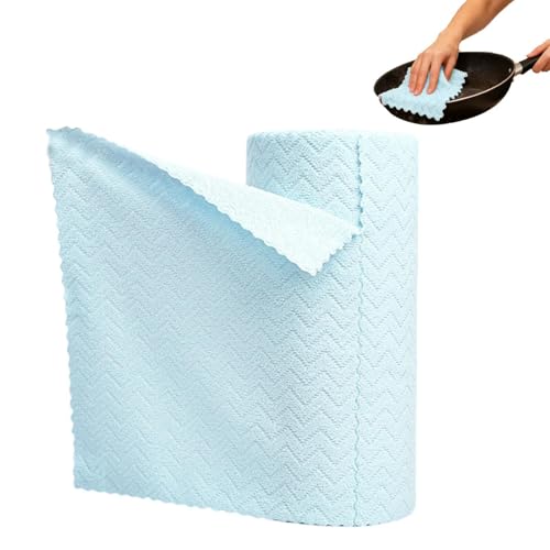 Rollo de limpieza de microfibra – Toalla reutilizable de 30 hojas de 22,5 x 22,5 cm, azul, amarillo, rosa, verde, trapo rasgable, altamente absorbente | Uso seco y húmedo para el laboratorio