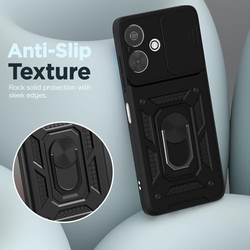 Image of AIBEX Back Cover for Redmi 13C 5G | D10 Tough Armor Case | Sliding Camera Shield | 360 Protection | Kickstand Ring Holder | Military-Grade Shockproof Bumper Case