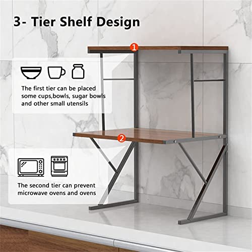 Support de micro-ondes à 3 niveaux compact en bois pour grille-pain - 6