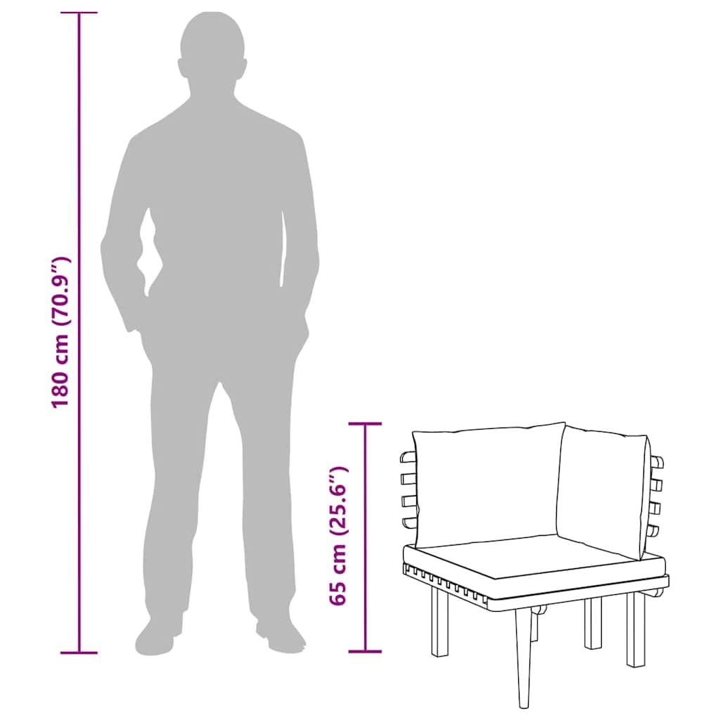 vidaXL Divano Angolare da Giardino con Cuscini Sofa Salotto da Esterni Arredo da Giardino Accessori per Patio Legno Massello di Acacia