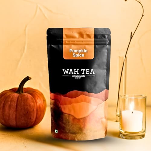 Image of Wah Tea Long Leaves | 100% Natural Anti-Oxidants | Flavourful & Aromatic | Aroma of Kangra Valley | 100g (Pumpkin Spice)