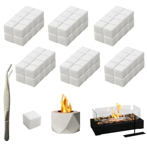 96 Pcs Ceramic Wool Carbon Felt Wick for Bioethanol Alcohol Fireplace Replacement Sponge Cotton Core Wick to Extend Burning Time Indoor Outdoor Tabletop Fire Pit Fuel Accessories(0.8x0.8x0.8)