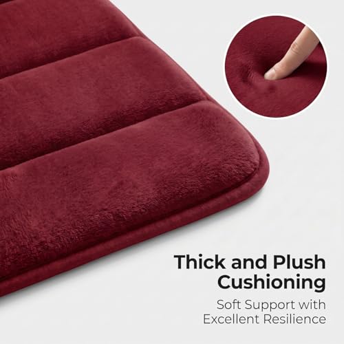 AINAHYVA Bathroom Rugs Set 3 Piece, Memory Foam Bath Rugs, Non Slip Washable Bathroom Rug Set, Extra Soft Absorbent Bath Mats with U-Shaped Toilet Rug, Burgundy by AINAHYVA - Used condition - Image 4