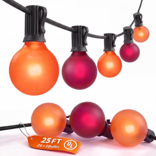 SUNSGNE 25FT G40 Halloween String Lights, Frosted Orange Purple Globe Bulbs by SUNSGNE - Used condition - US$21.45